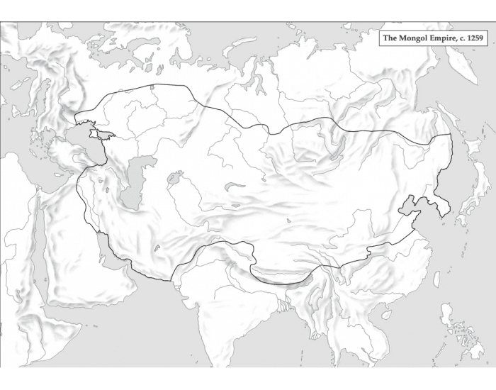 Монгольские завоевания в 13 веке контурная карта