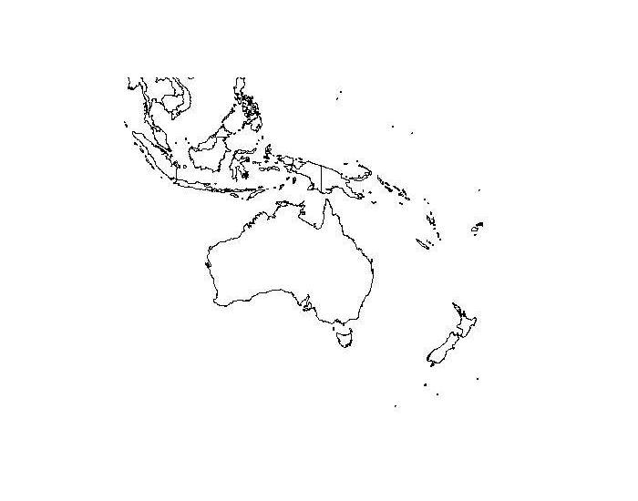 Карта австралии и океании черно белая
