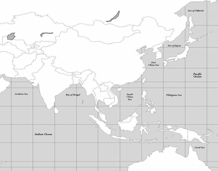 Политическая карта азии черно белая