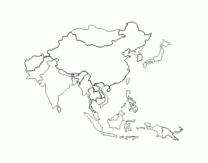 Карта азии без названий стран