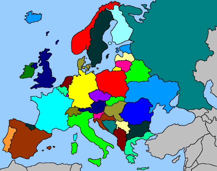 Карта европы со странами для маппинга