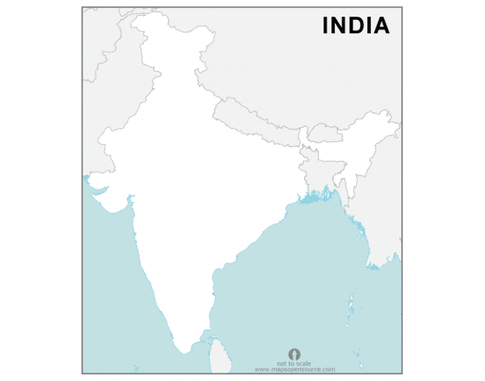 Индия контурная карта готовая