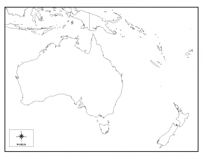 Контурная карта океания австралия