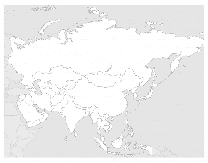 Контурная карта азии без границ