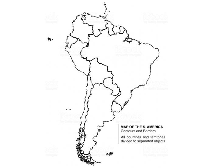 Контурная карта южной америки с границами