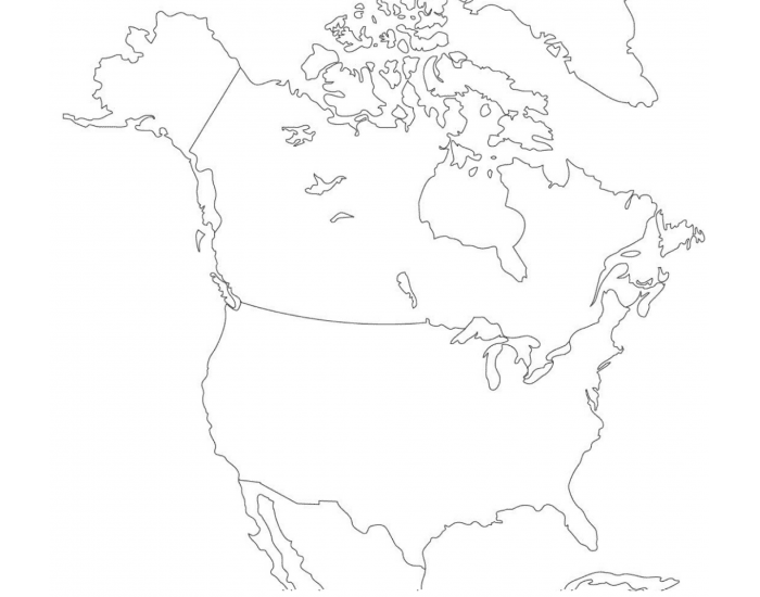 Контурная карта стран северной америки