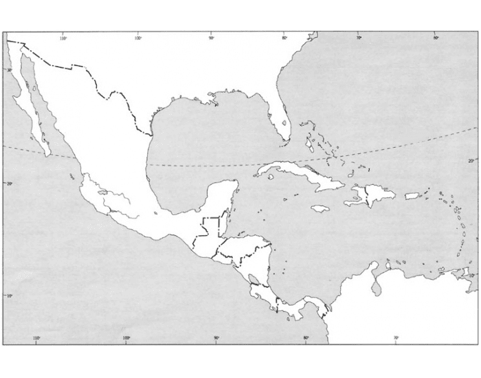 Карибское море контурная карта