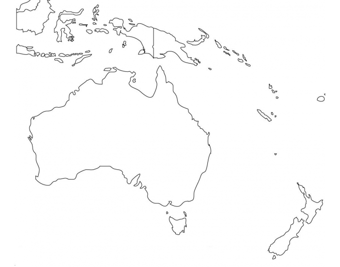 Австралия и океания политическая карта контурная карта