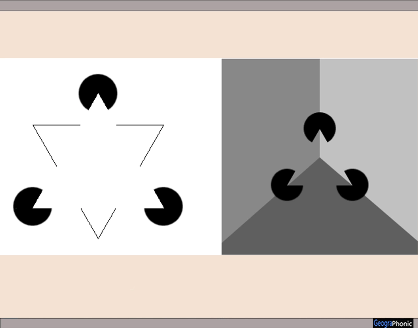 Невидимые фигуры. Иллюзия треугольник Канижа. Гаэтано Канижа. Воображаемый треугольник Гаэтано Канижа. Оптические иллюзии кажущиеся фигуры.